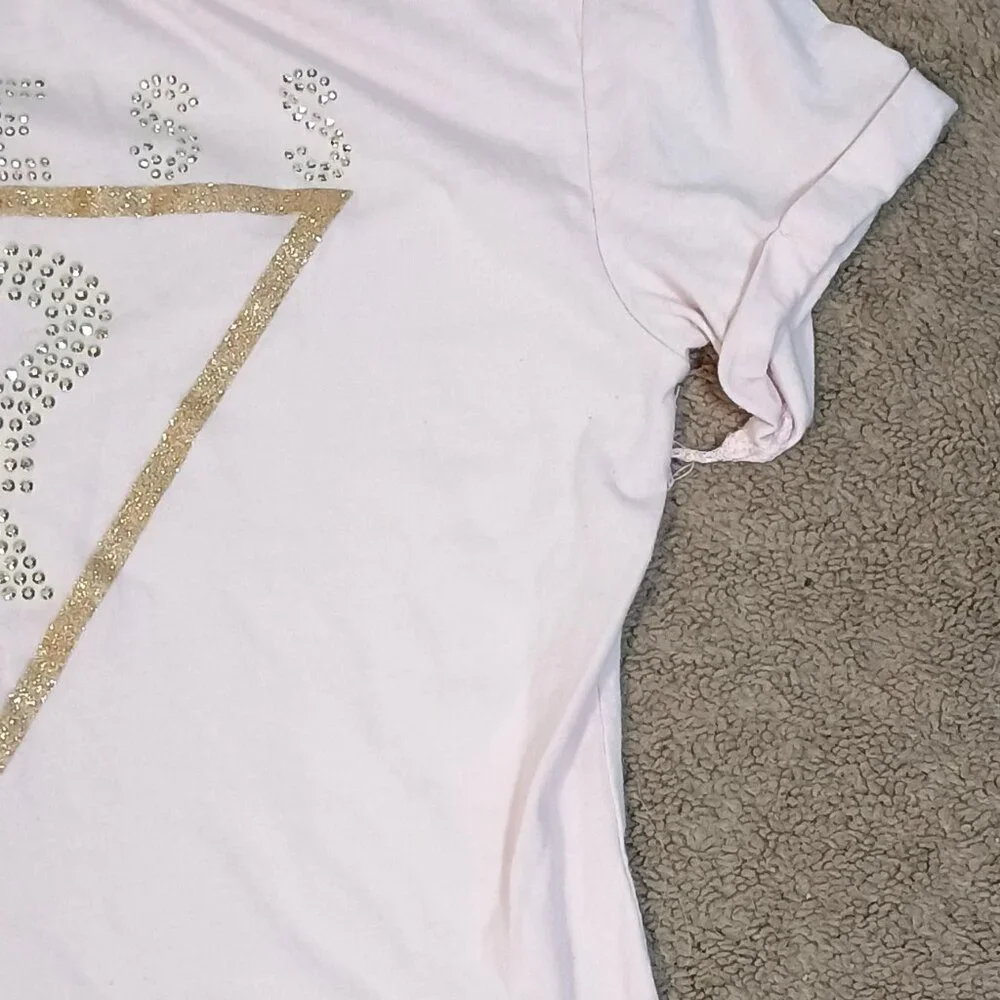 Guess/T Shirt/Girls Large 14/Pink/Rhinestone Logo Y2K Crop Top  Description: - Picture 7 of 8